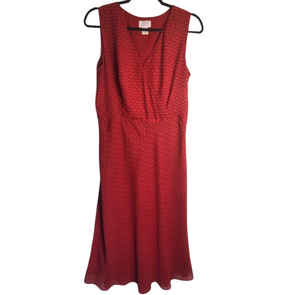 LOFT Red Midi Dress